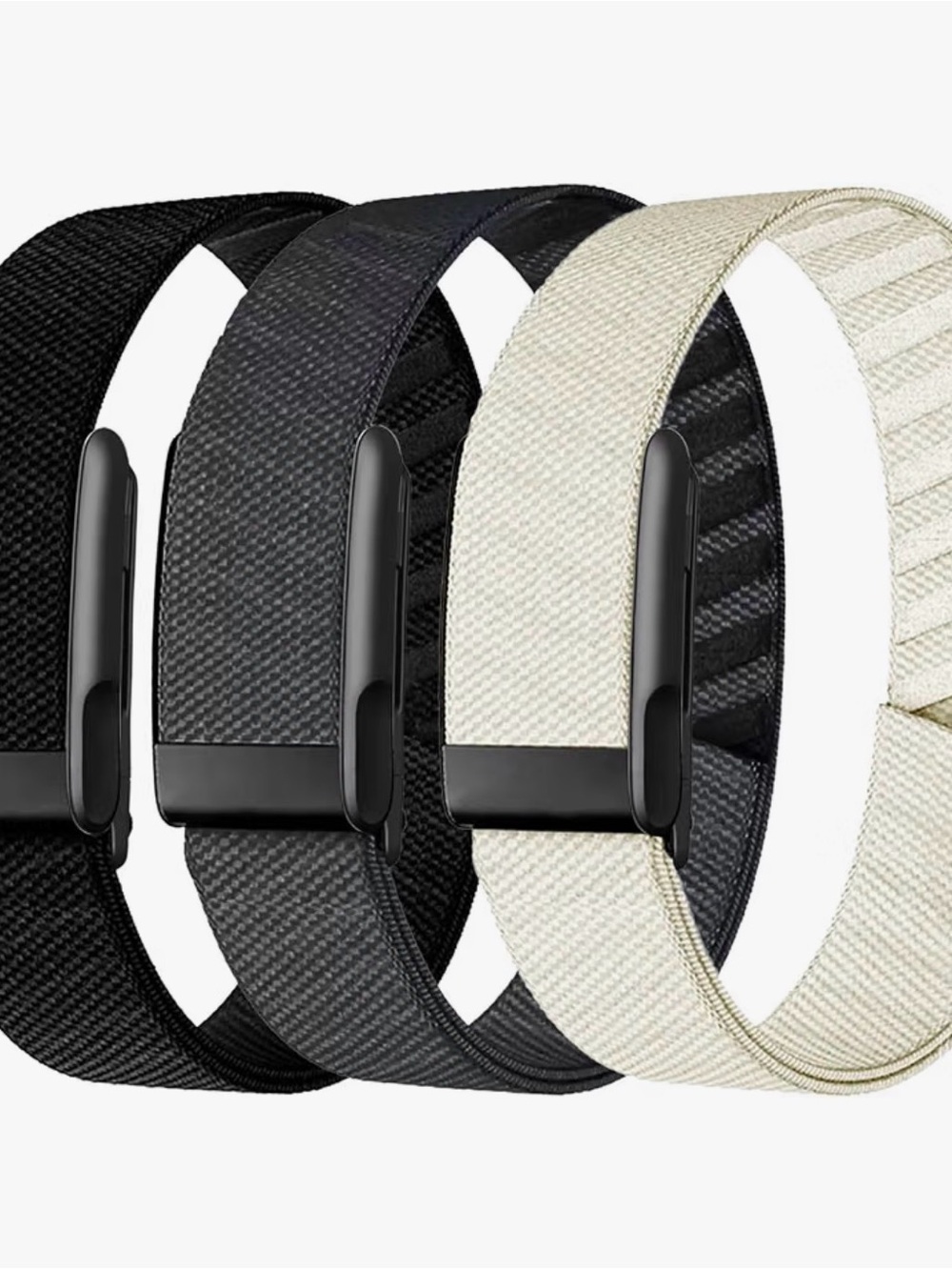 Adjustable Nylon Loop Watch Band for Men - Black, Gray, Cream